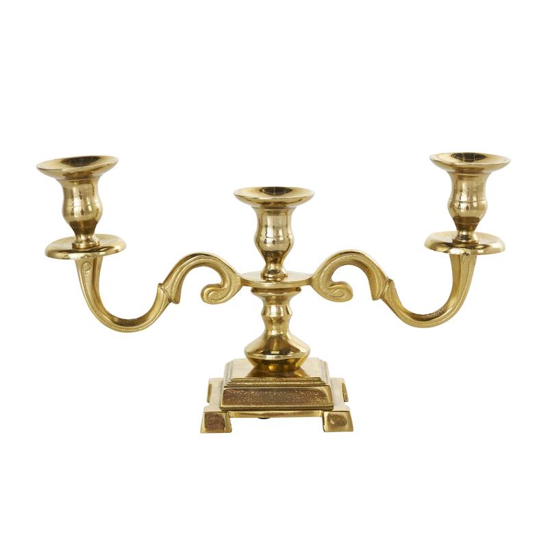 Aluminum Metal Scrolled Candelabra - Gold or Silver - Roche River Decor