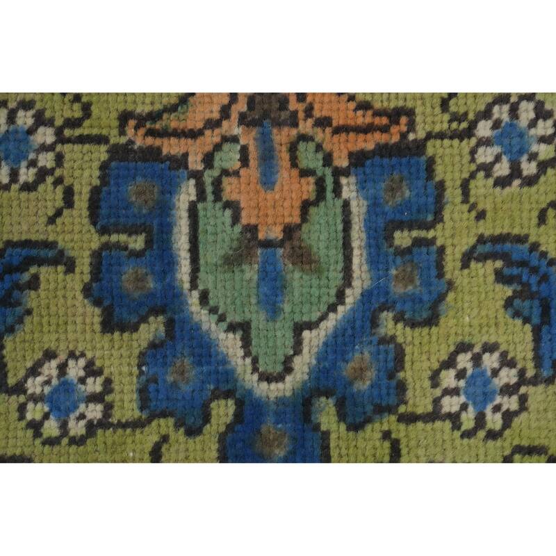 Hand Knotted Oriental 100% Wool Carpet Traditional Floral Green Tabriz Area Rug - 13' 2'' X 9' 10''