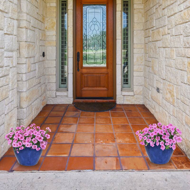 Sunnydaze Set of 2 Chalet High-Fired Glazed Ceramic Planters