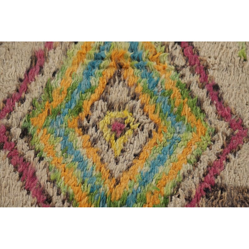 Geometric Moroccan Oriental Area Rug Hand-Knotted Wool Carpet - 4'9" x 8'9"