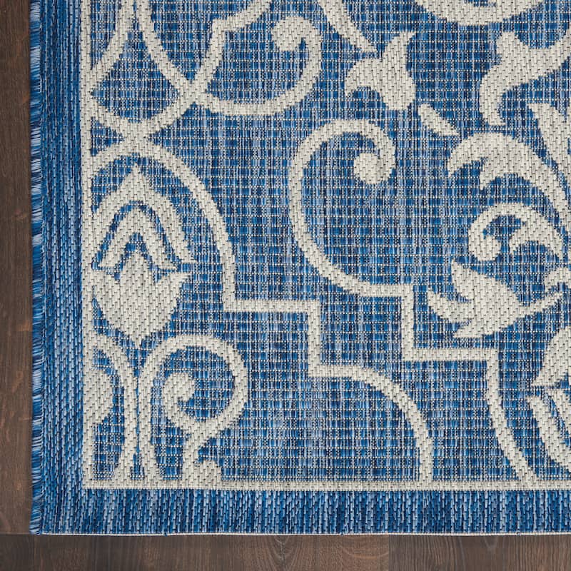 Nourison Garden Party Trellis Indoor/Outdoor Area Rug - 6' x 9' - Denim Blue