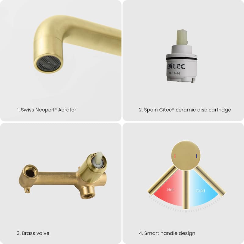 Circular Single Handle Wall Mounted Bathroom Sink Faucet