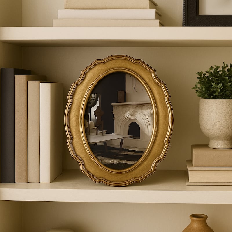 Resin Oval Vintage Picture Frame Home Decor - Gold, 4x6 in.