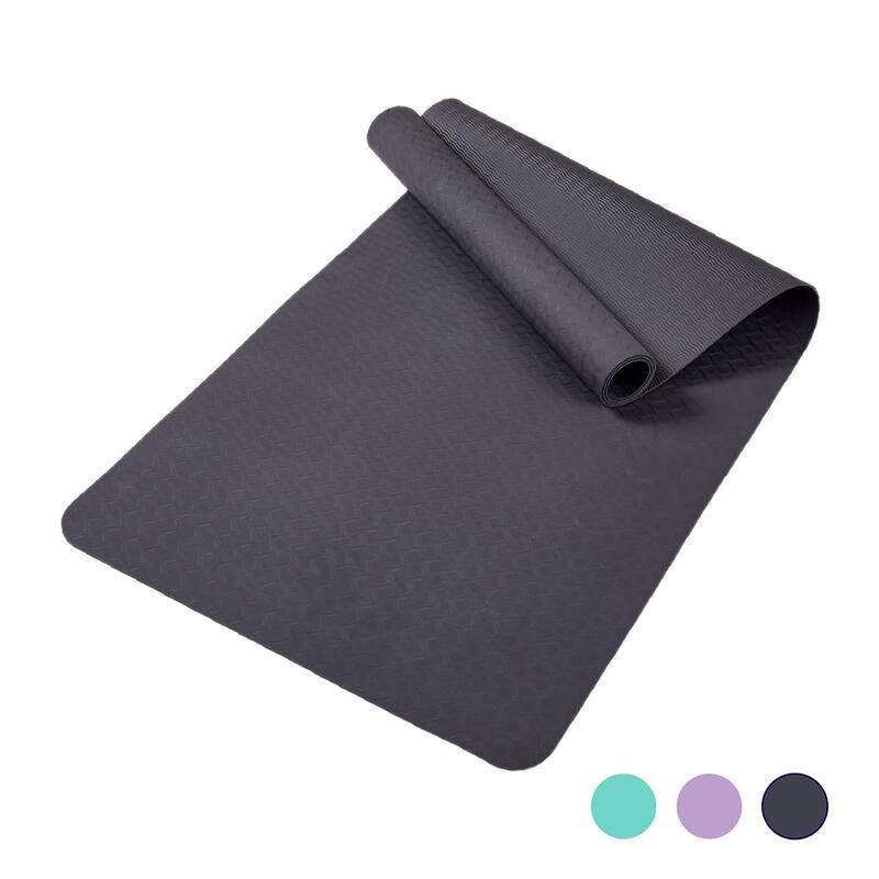 72"x24" Non-Slip TPE Yoga Mat, Exercise Mat for Pilates and Home - Black