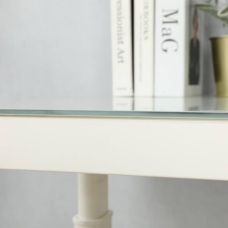 Tempered Glass Standing Desk with Metal Drawer, Height Adjustable Sit Stand Desk, Ergonomic