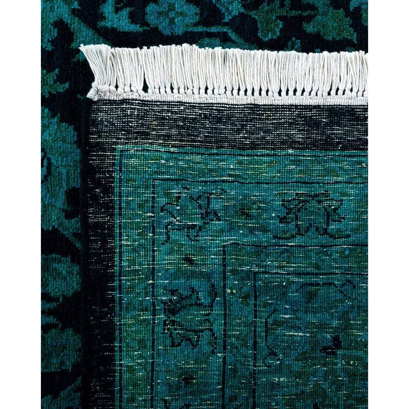 Overton Hand Knotted Wool Vintage Inspired Modern Contemporary Overdyed Black Area Rug - 9' 2" x 12' 0"