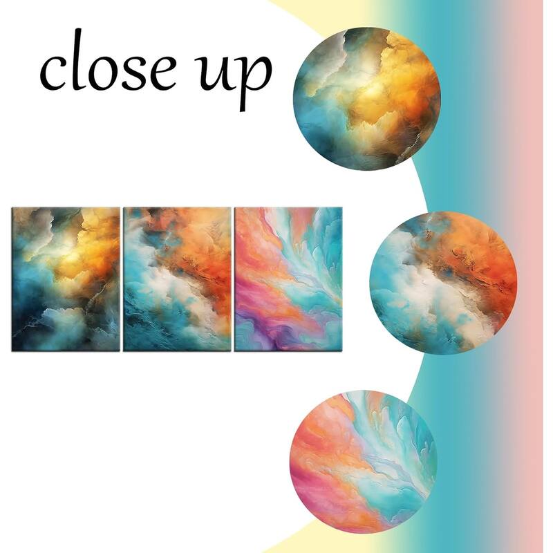 Abstract Colorful Canvas Wall Art Rendering Clouds Poster Print