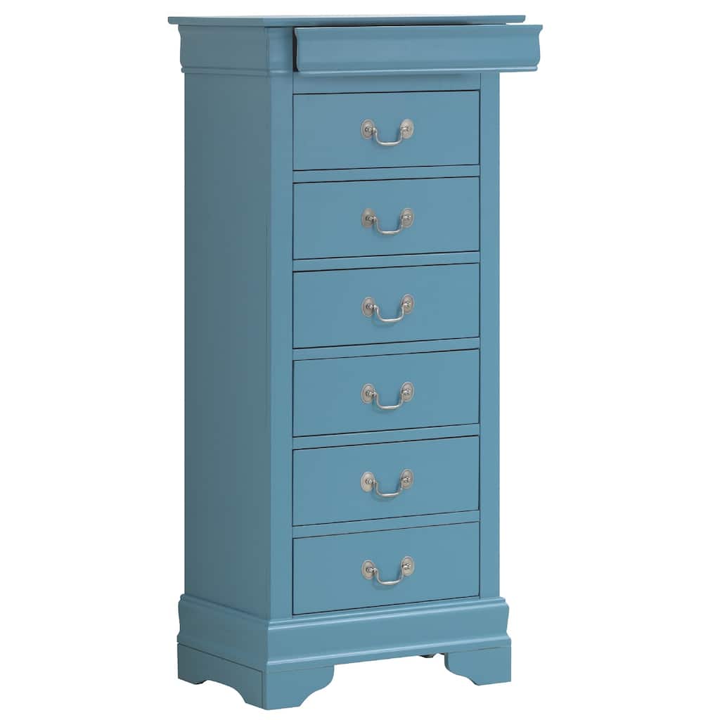 7-Drawer Wooden Bedroom Chest - 51" - Blue