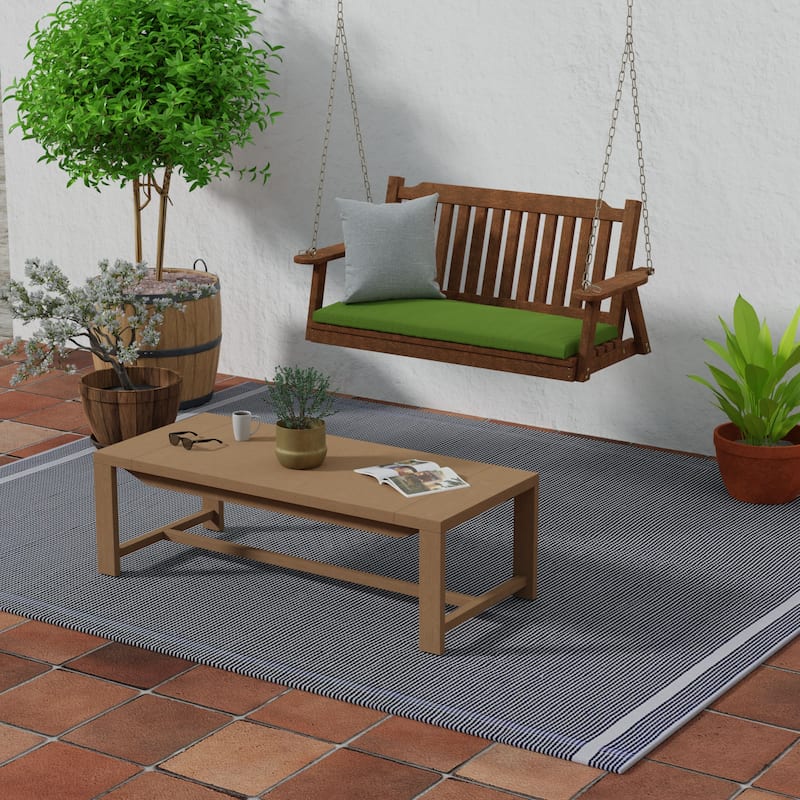 Sunbrella 48" x 18" Green Solid Outdoor Bench Cushion with Ties - 18'' L x 48'' W x 3.5'' H