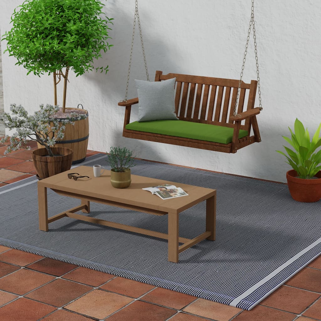 Sunbrella 48" x 18" Green Solid Outdoor Bench Cushion with Ties - 18'' L x 48'' W x 3.5'' H