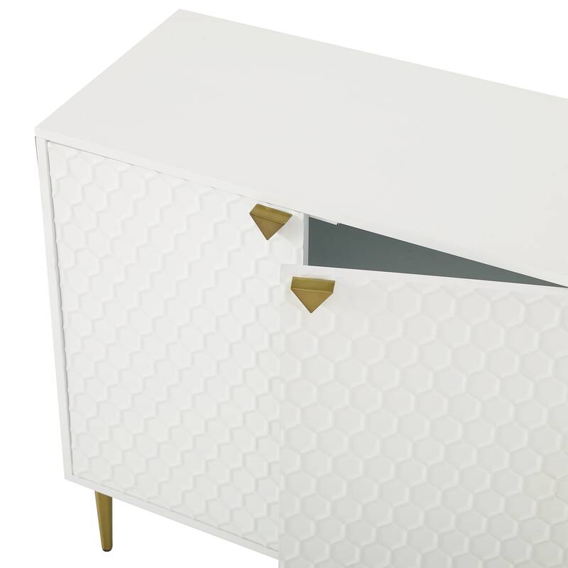 Hexagonal Pattern 2-door Storage Cabinet Buffet Cabinet Sideboard