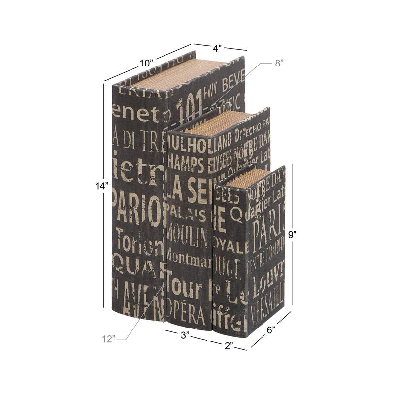 Faux Leather or Linen Fabric Book Storage Box - Set of 3 White, Beige, Black, Red or Light Gray - Roche River Decor