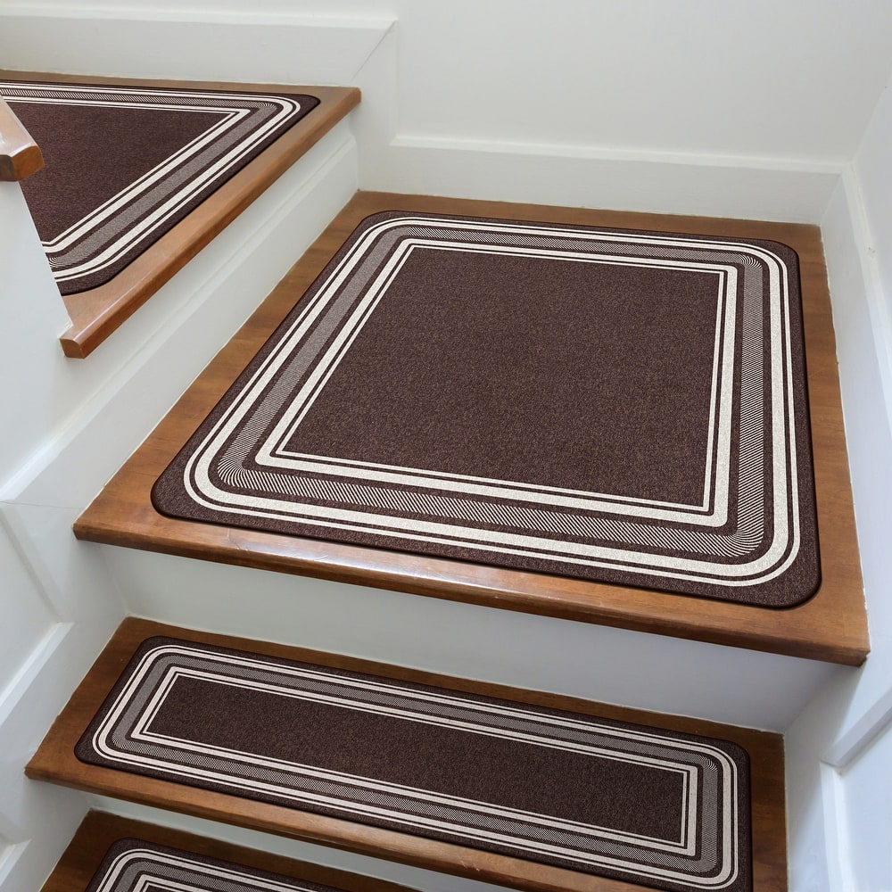 Beverly Rug Non Slip Bordered Stair Treads for Wooden Steps Indoor