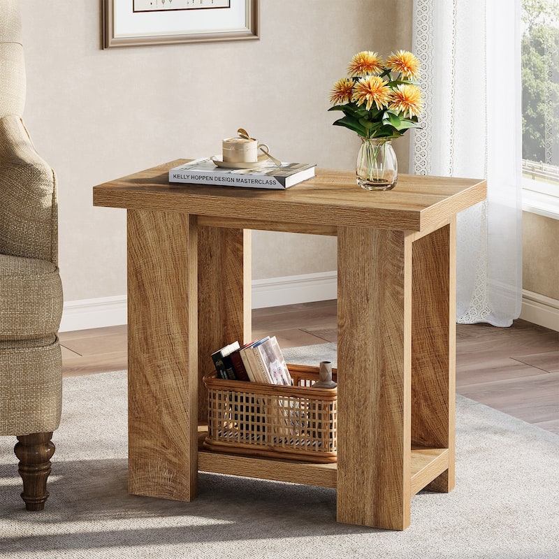 25.59'' Tall End Table with Open Shelf for Narrow Space