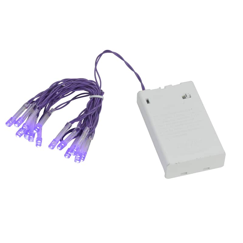 15-Count B/O Purple LED Micro Christmas Lights - 4.8 ft Purple Wire