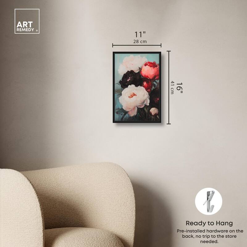 Three Shades of Peony II Canvas by Art Remedy
