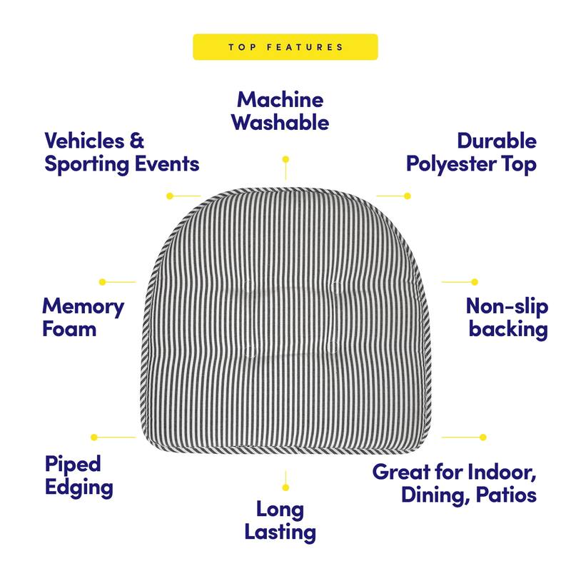 Pinstripe U-shaped Memory Foam Chair Pad