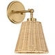 preview thumbnail 6 of 7, 1-Light Boho Natural Rattan Hardwired Wall Sconce with Adjustable Swivel Swing Arm