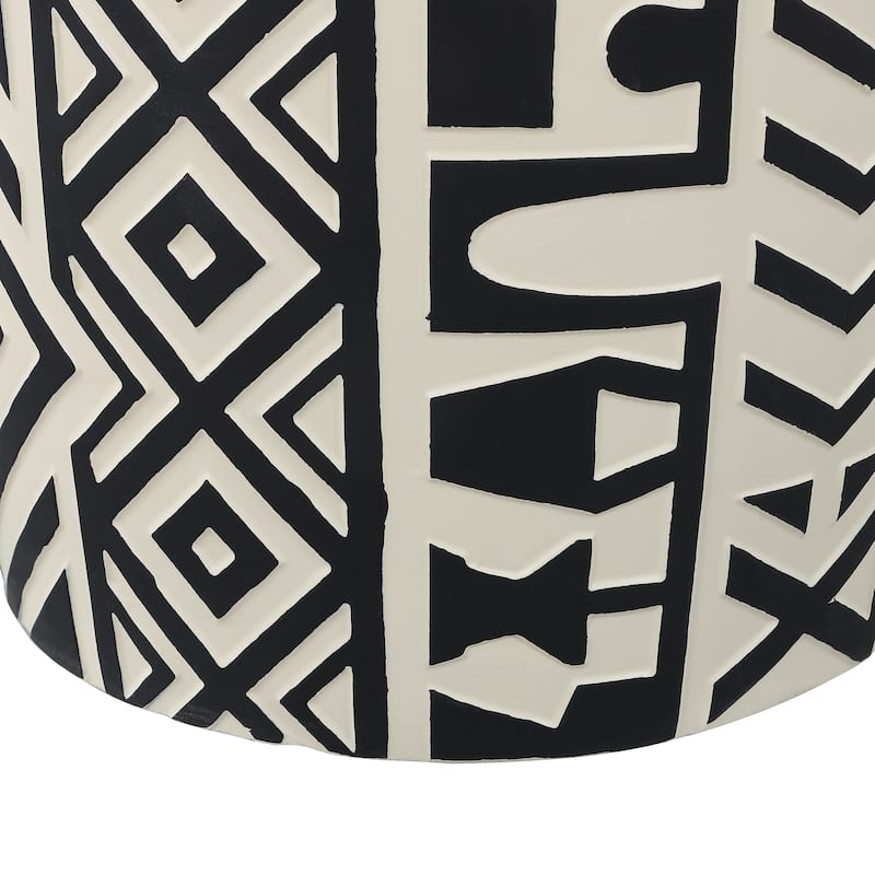 Yoli 17.75" Transitional Bohemian Geometric Drum Garden Stool, by JONATHAN Y