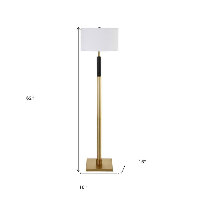 Modern Black Floor Lamp with White Drum Shade 62" Metal Pole Lamp for Living Room or Bedroom - 62.32" H x 16" W x 16" D