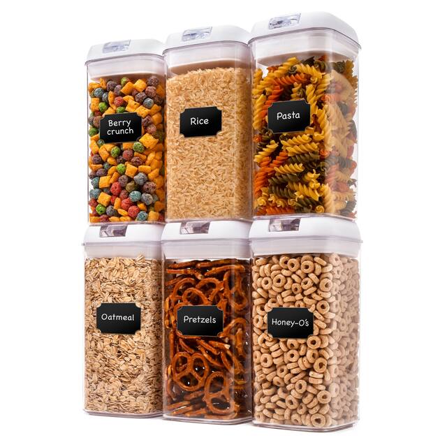 Cheer Collection Set of 6 Uniform Size Airtight Food Storage Containers