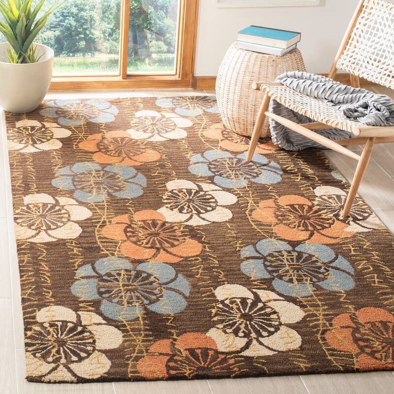 SAFAVIEH Handmade Blossom Gennadij Modern Floral Wool Rug - 5' x 8' - Brown/Multi