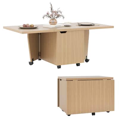 Costway Foldable Coffee Table 48" Extendable Center Table with Storage - See Details