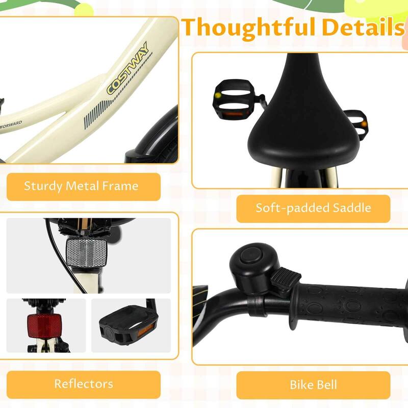 Costway 14" Kids Bike with Removable Training Wheels Adjustable Seat & - See Details