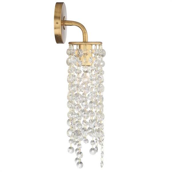 slide 2 of 6, Gabrielle 1 Light Antique Gold Wall Mount - 4'' W x 19'' H x 5.51'' D