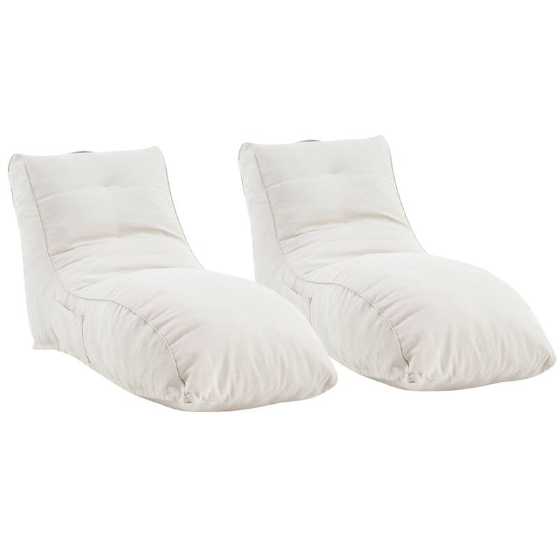 Christopher Knight Home - Ethel Casual Outdoor Upholstered Bean Bag Chair - Set of 2 - Beige