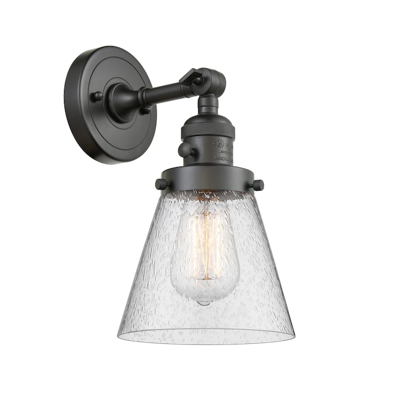 Innovations Lighting Small Cone Single Light 10" Tall Bathroom Sconce - Oil Rubbed Bronze / Seedy