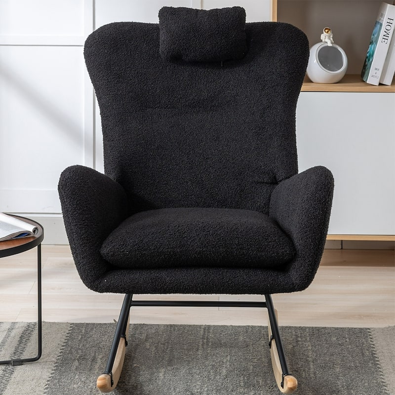 Teddy Fleece Accent Rocking Chair, Glider Rocker, Side Pockets