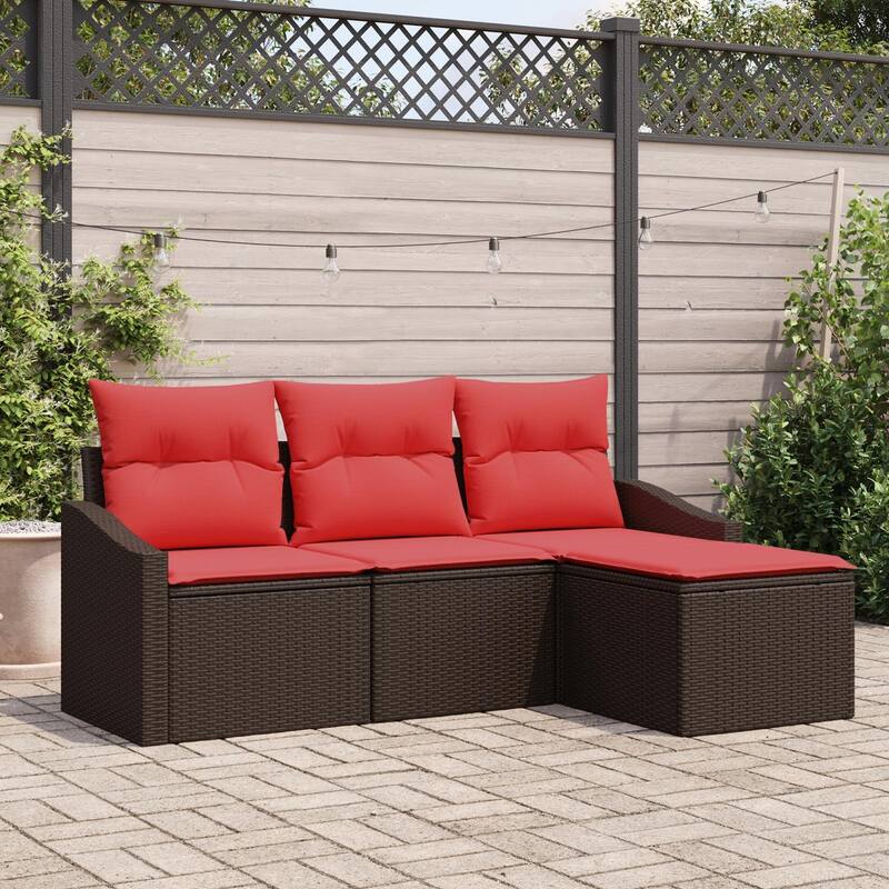 vidaXL 4 Piece Garden Sofa Set with Cushions - 70.1×46.1×27.2 - Brown