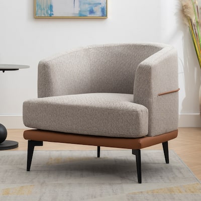 Modern Two-tone Barrel Fabric Chair,Upholstered Round Armchair,Accent Chair