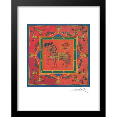 Fairchild Paris RED FASHION SCARF HORSE DESIGN - 14"x18" Framed Print