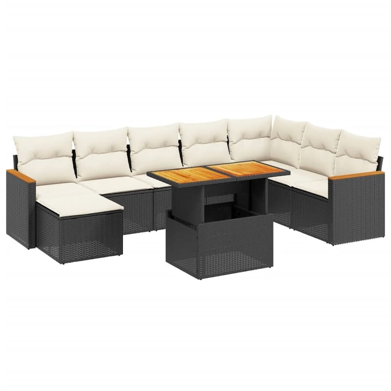 vidaXL Garden Sofa Set Black PE rattan Large Modular Garden Sofa Set - 21.7 x 39.4 x 28.7