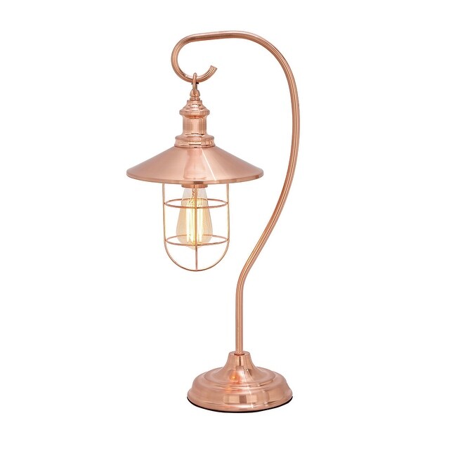 Shop Copper Finish Vintage Lantern Style Table Lamp W Edison Bulb