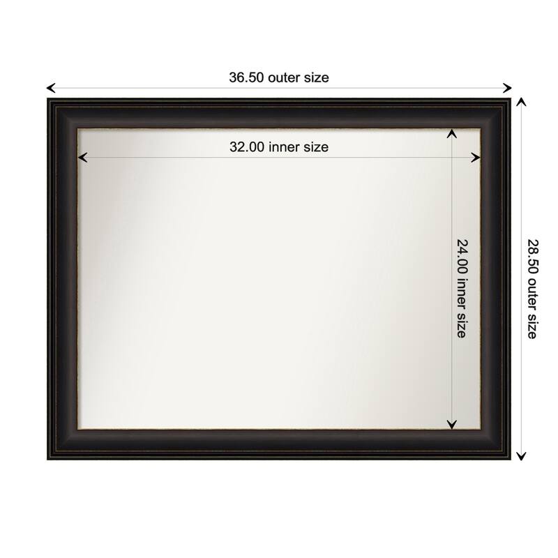 Trio Oil Rubbed Bronze Framed Non-Beveled Custom Wall Mirror, Bathroom Vanity Mirror - Outer Size: 36.5 x 28.5