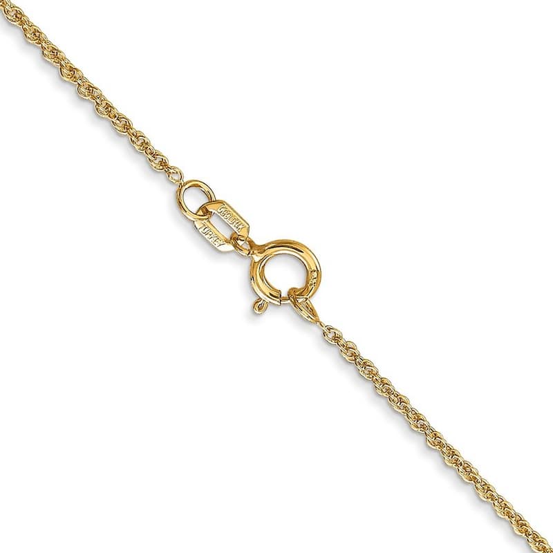 Curata 14k Yellow Gold Solid 1.1mm Baby Rope Chain Necklace Options: 16 18 20 24 30