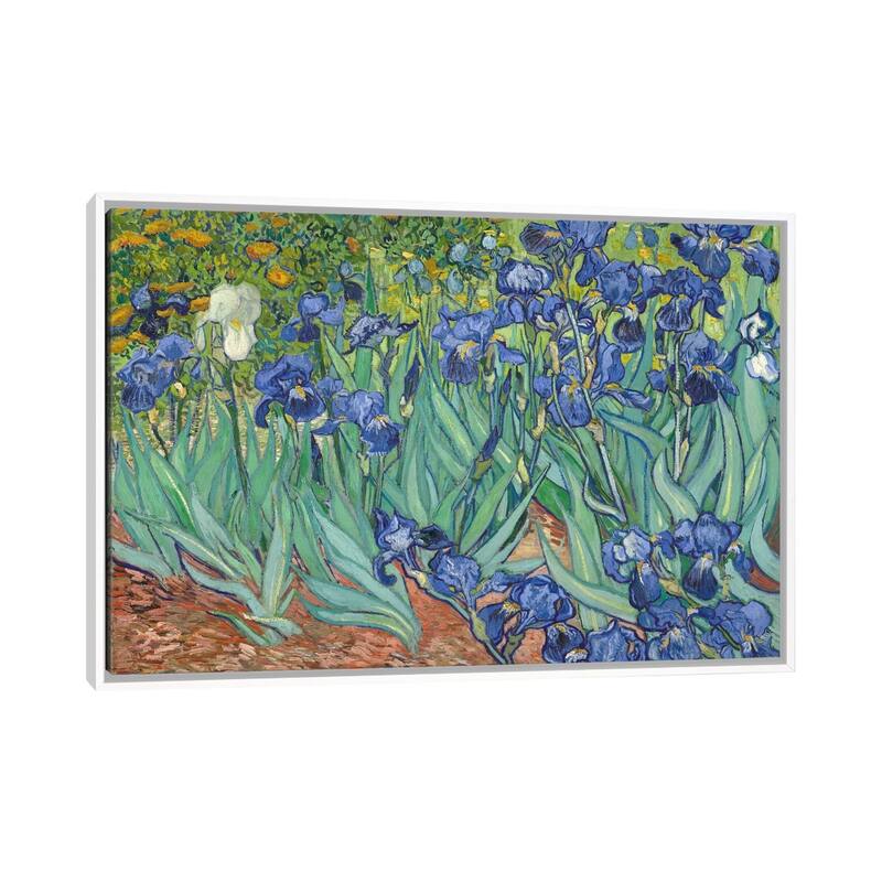 iCanvas "Irises, 1889 " by Vincent van Gogh Framed Canvas Print - White - 18x26