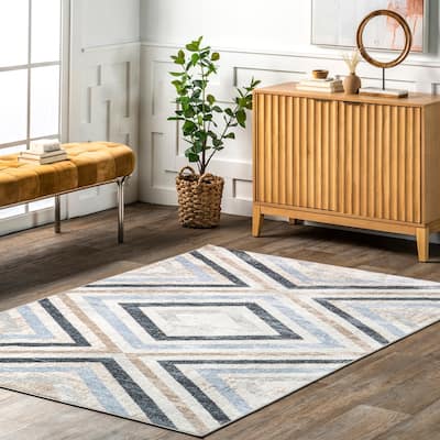 Nuloom Akari SpinClean Transitional Diamond Machine Washable Area Rug
