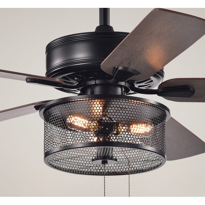 SAFAVIEH Lighting 52-Inch Fredrick Ceiling Light Fan - 52" W x 52" L x 24" H