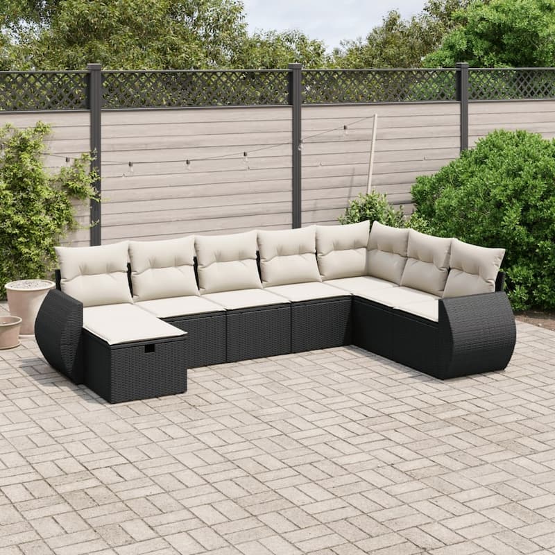 vidaXL Garden Sofa Set - Black and cream Large without storage