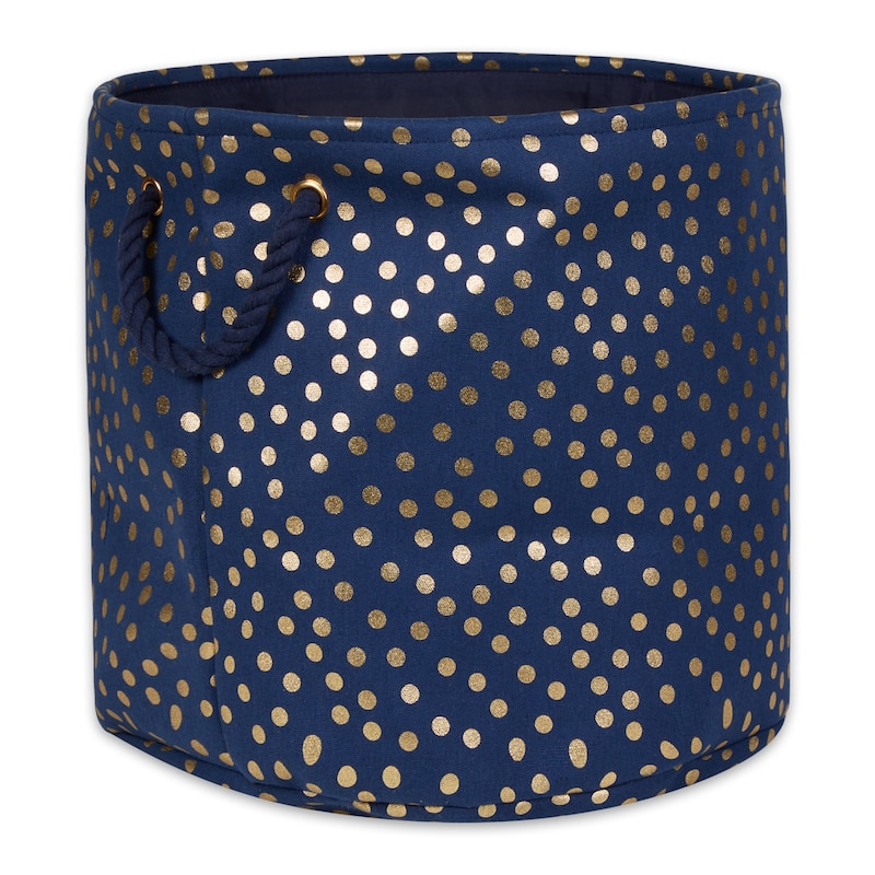 Polyester Bin Dots, Gold-Black Round Large 15x16x16 - 15x16x16"