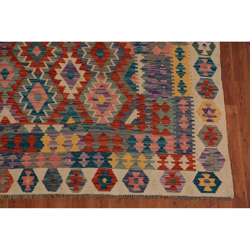 Reversible Kilim Oriental Area Rug Flatweave Wool Carpet - 8'2"x 11'5"