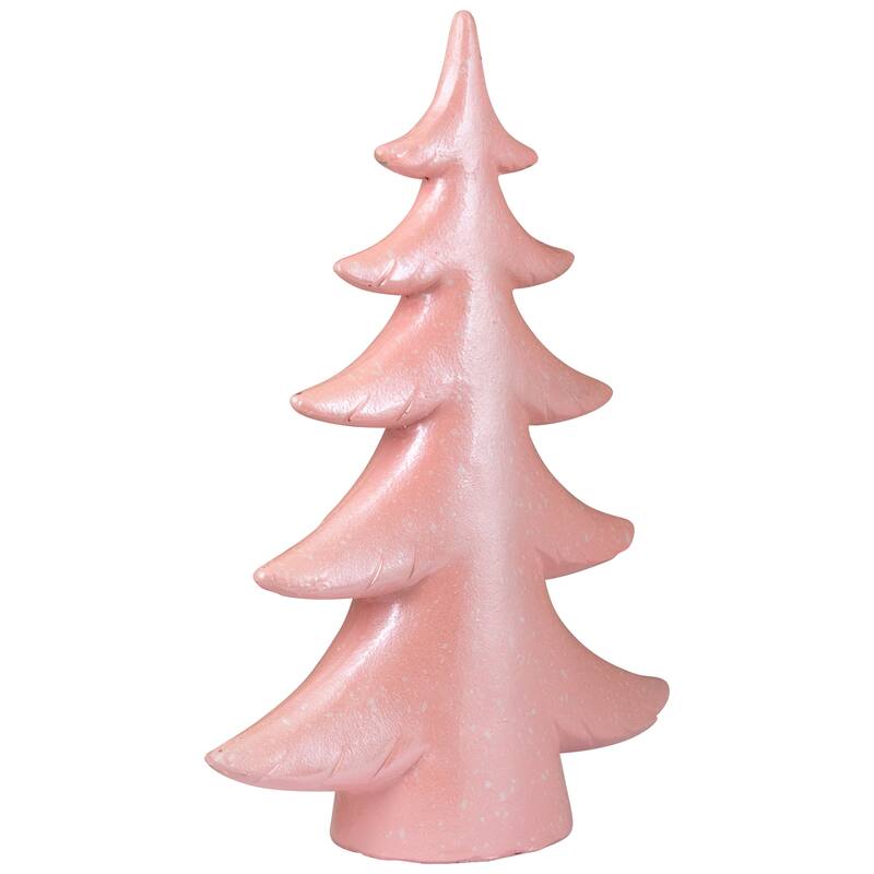 Snowy Shiny Christmas Tree Tabletop Decoration - 10" - Light Pink