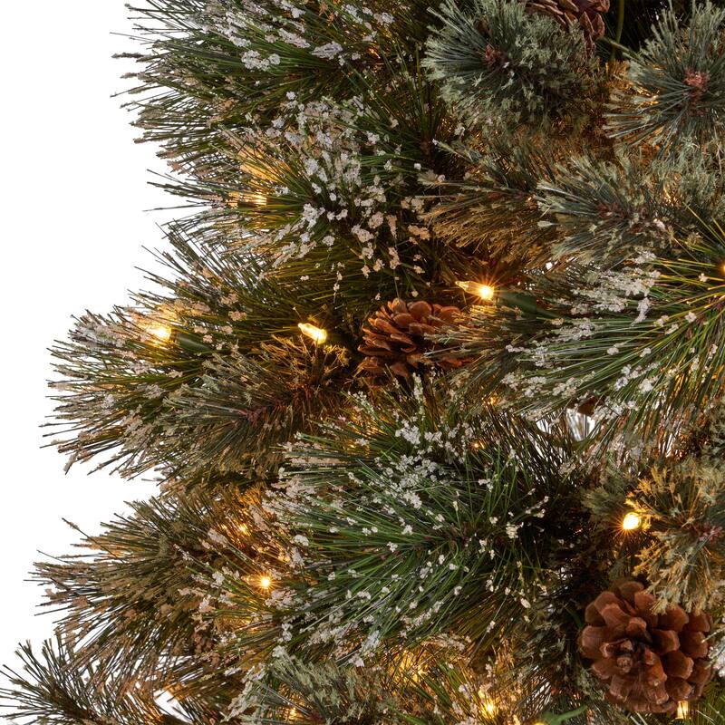 9' Cashmere and Snow Bristle Mixed Tree with 105 Pine Cones and 1200Clear Lights-UL,2317tips