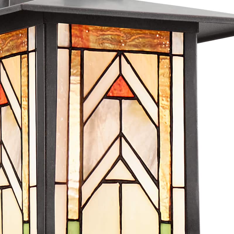 River of Goods Terracotta Stained Glass and Oil Rubbed Bronze 1-Light Outdoor Lantern Wall Sconce - 10.75" x 9" x 11.75"