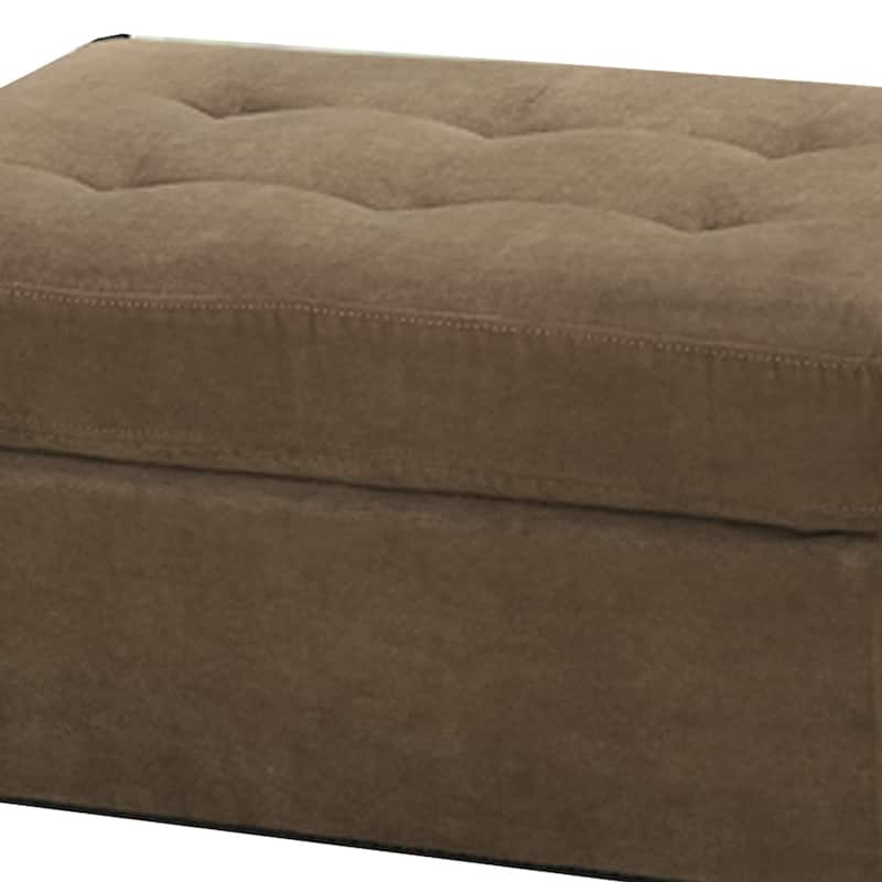 Cocktail Ottoman In Light Brown Waffle Suede Fabric - 20 H x 36 W x 26 L Inches