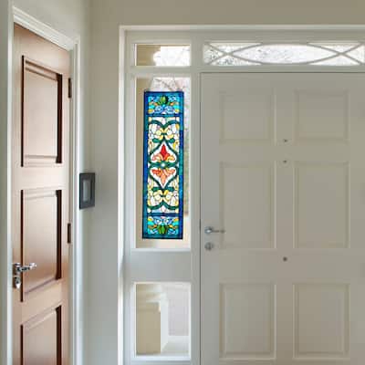 River of Goods Victorian Stained Glass Fleur De Lis Window Panel - 9.5"L x 0.25"W x 36"H